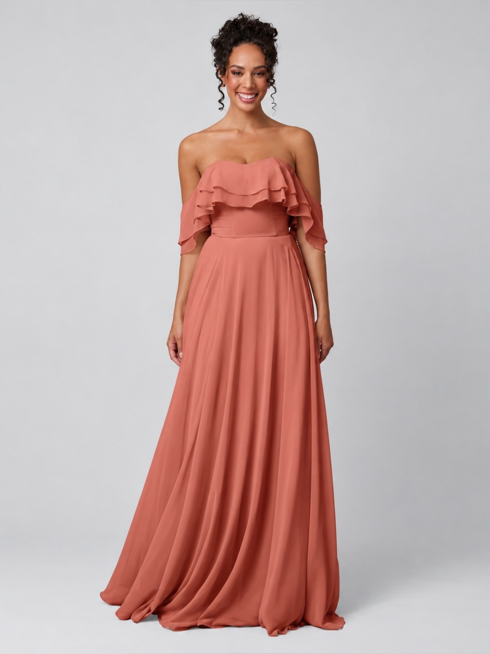 Strapless Ruffle Maxi Dress in Dusty Rose/Spice